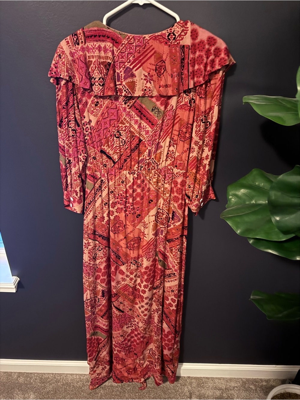 Free People Ruffle Button-Front Dress - Red Mix - Picture 2 of 4